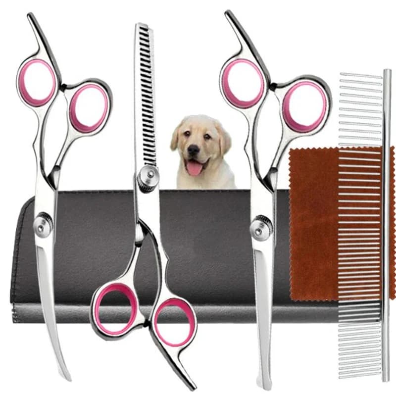 Pet Grooming Clipper Dog Cat parrucchiere forbici Set dritto curvo diradamento cesoia Kit 6 "taglio dei capelli per cappotto pesante taglio di pelliccia