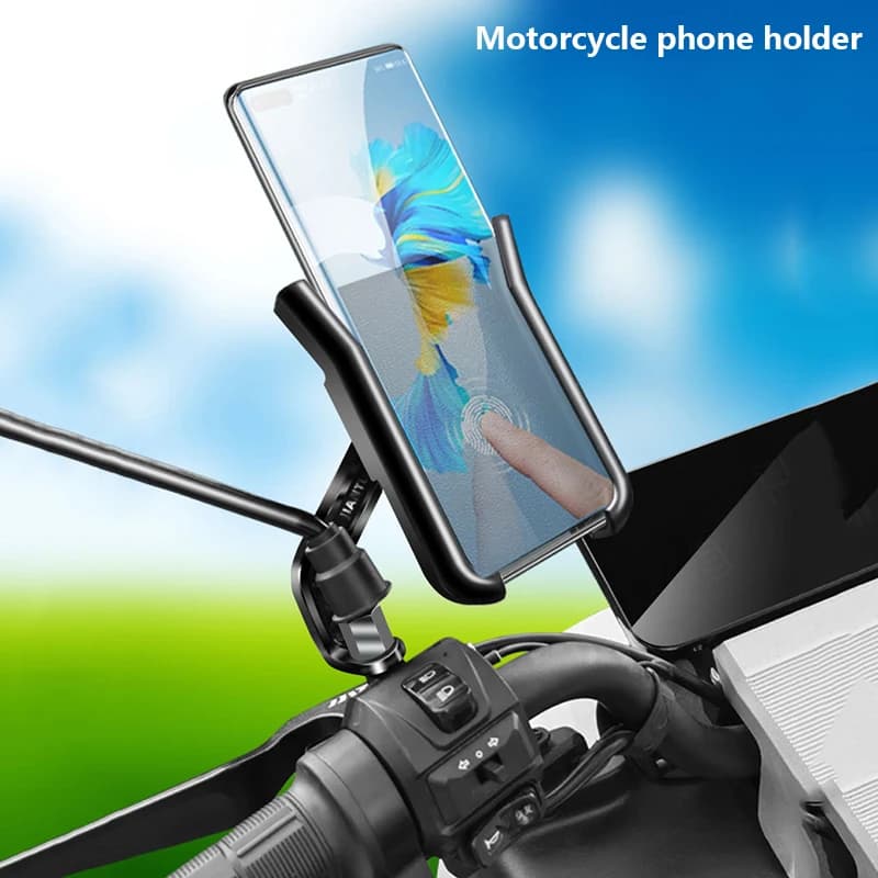 Supporto per telefono per bicicletta per moto Supporto per manubrio Specchietto retrovisore Supporto per blocco rapido Supporto per telefono Clip per scooter per bici antiscivolo