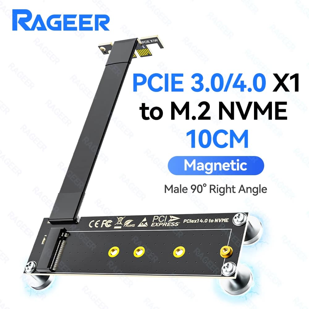 RAGEER PCI-E 3.0/4.0 X1 a M.2 NVMe SSD Riser Card Adattatore Cavo di prolunga da 10 cm M.2 NVMe SSD Supporto compatibile con PC desktop