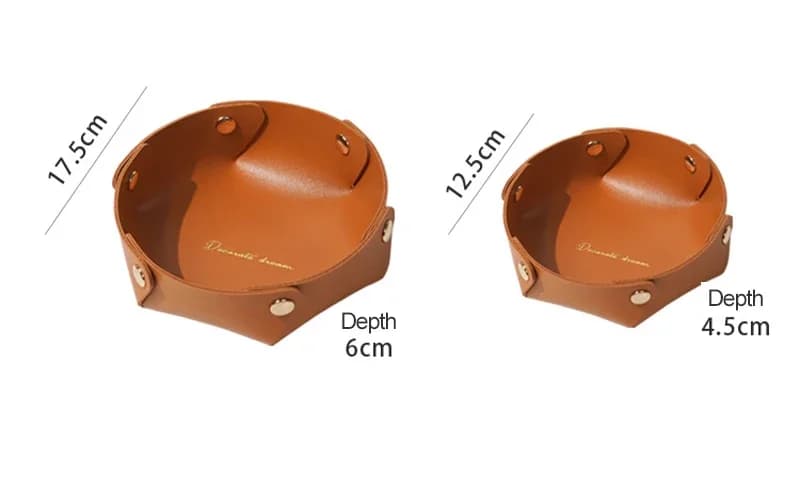 Round PU Leather Storage Trays Desktop Key and Cosmetics Storage Tray Storage Box Detachable Table Small Objects Organizer