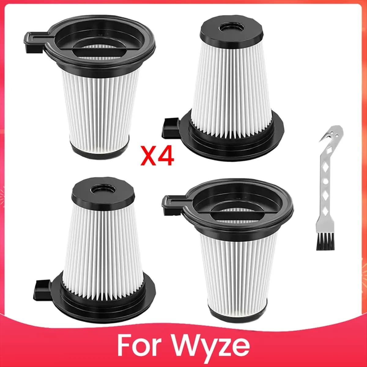 Spare Filters for wireless vacuum cleaner kits, 4 filters and 1 cleaning brush