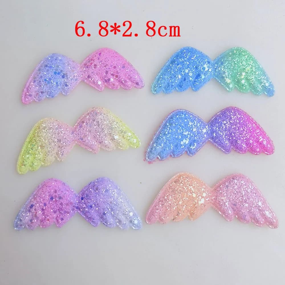 30 pz/lotto Ad Ultrasuoni Arcobaleno Gradiente Ali Imbottite Appliques Accessori Toppe E Stemmi Artigianato FAI DA TE Fermagli Per Capelli clith calzino Decorazione