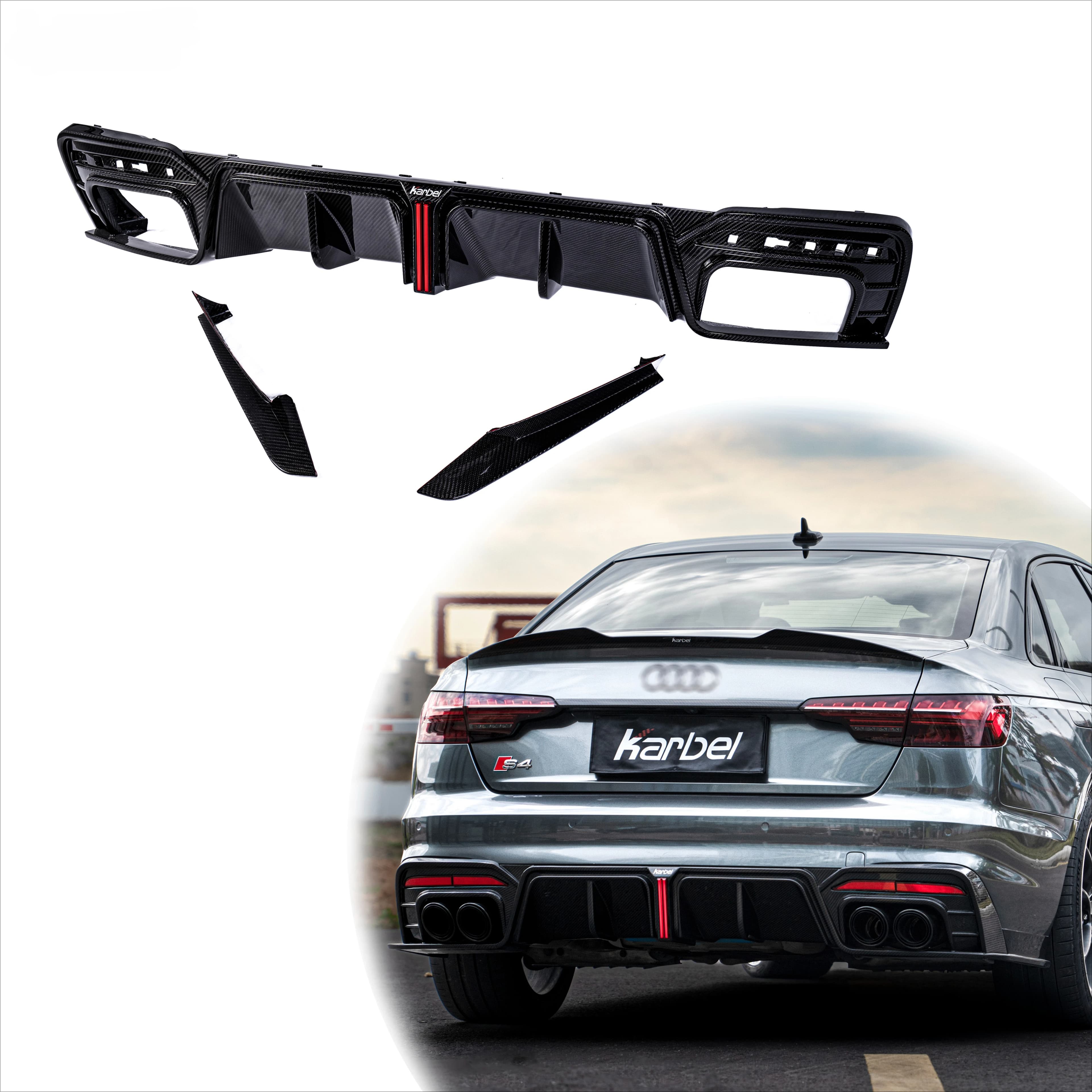 Karbel Dry Carbon Fiber Professional High Performance Carbon Fiber Bumper Poster For Auto Diffuser Lip for 2020-2024 AudiS B9.5 S4
