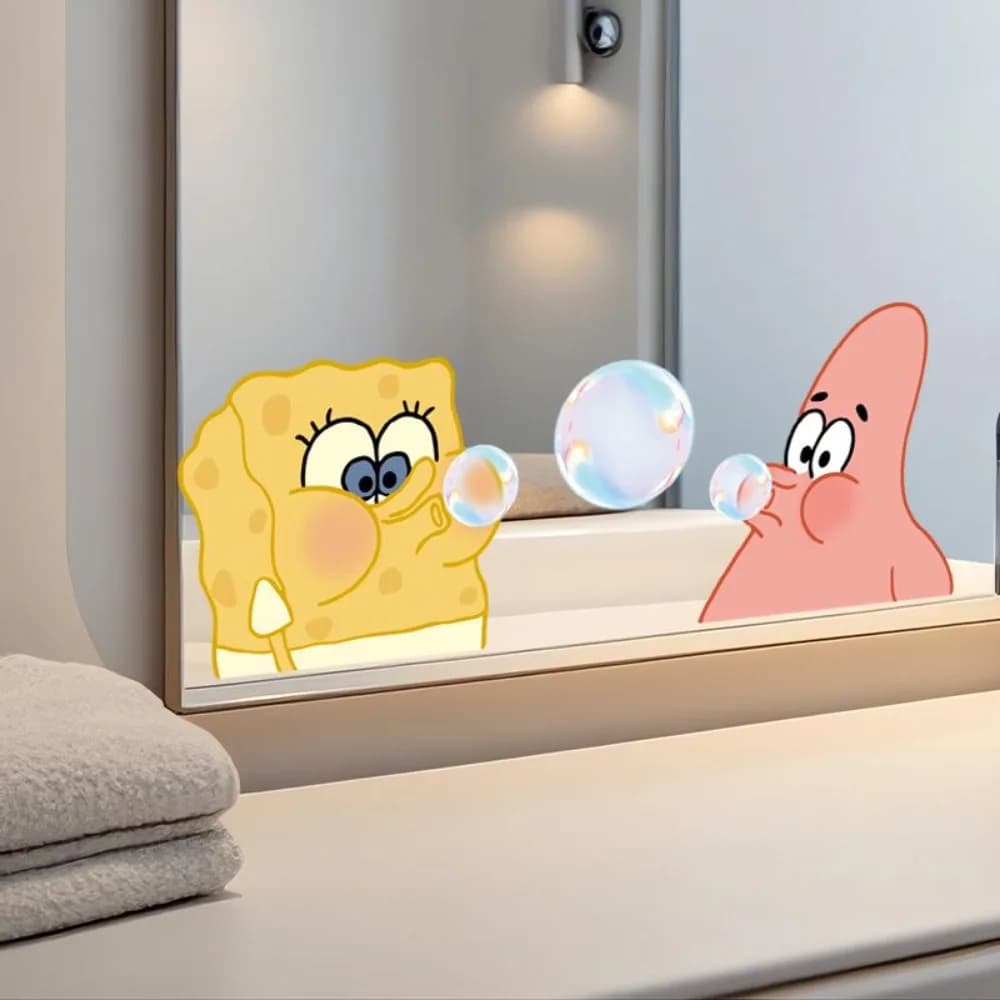 Adesivi per specchio da bagno SpongeBob – Adesivi in vinile autoadesivi per decorazioni in vetro e WC. Copertina artistica per la privacy, regalo perfetto