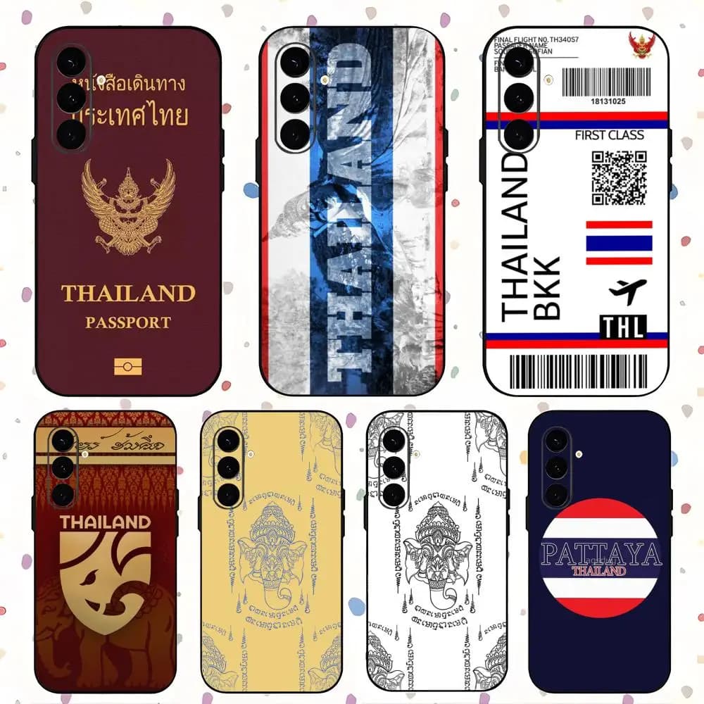 Thailand Flag Emblem Popular Phone Case For Samsung Galaxy S25 S24 S23 S22 S21 S20 Plus Ultra Note20 Soft Black