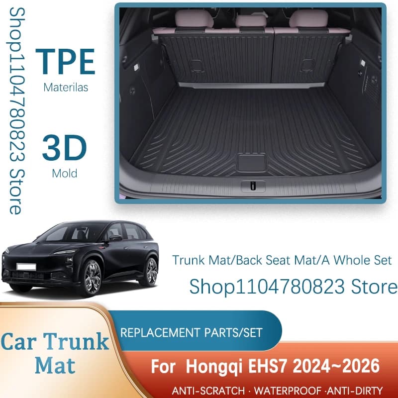 Car trunk mats for Hongqi EHS7 Tiangong 08 2024 2025 2026 Waterproof load lining Covers for rear seat cushions Car accessories