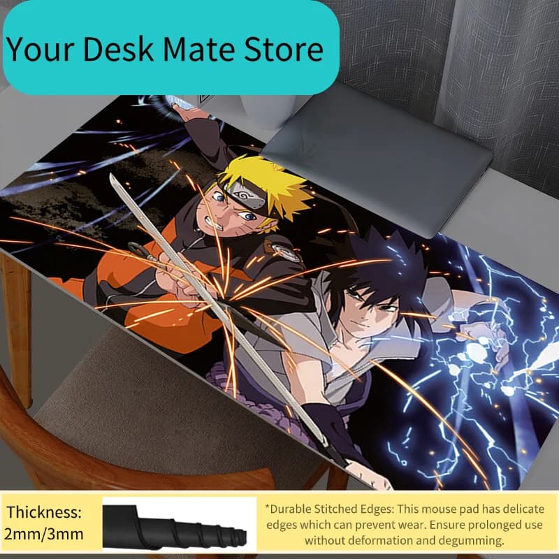Tappetino per mouse da gioco per PC, grande, con design anime giapponese Naruto, tappetino da scrivania per tastiera e mouse, accessori da gaming anime, tappetino per mouse.