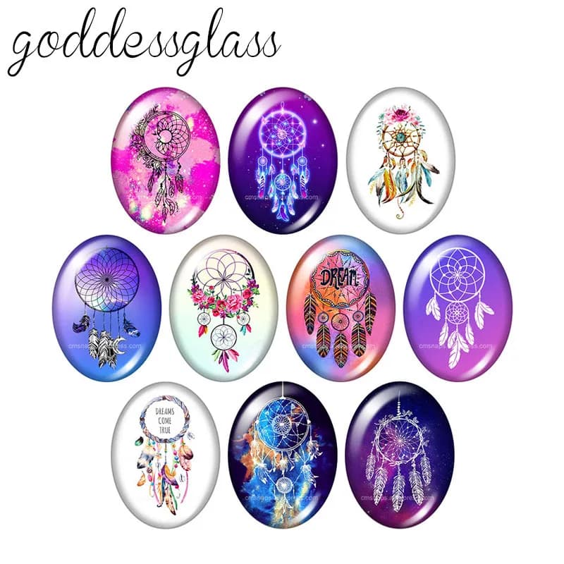 New Beauty Feathers Dreamcatchers Dreams 10pcs 13x18mm/18x25mm/30x40mm Oval photo glass cabochon demo flat back Making findings