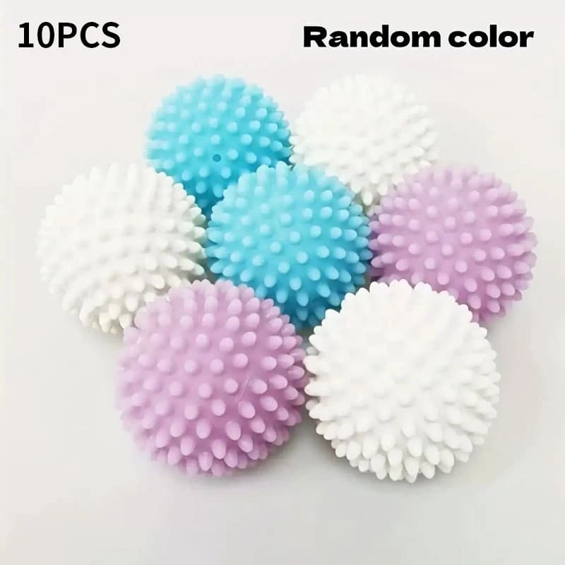 10PCS Random Color Reusable Laundry Balls, Large Plastic Dryer Balls Remove Hair Soften Fabric Anti-Wrinkle Anti-Tangle for Wash