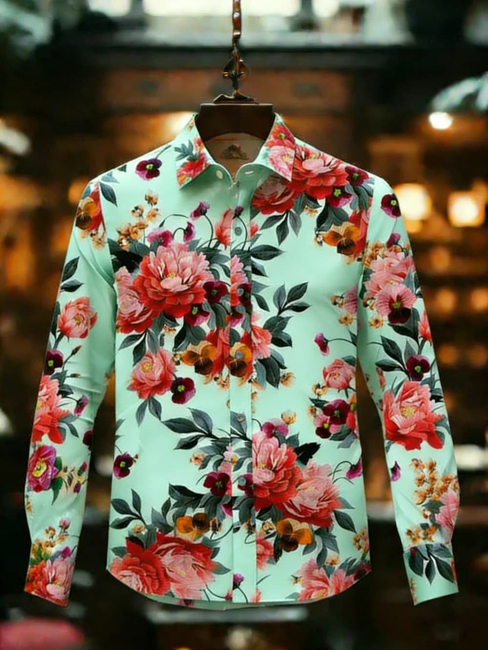 Men's Long Sleeve Collar Shirt Plant Flower High Definition 3D Printed Shirt Hawaiian Vacation Social Performance Shirt for You