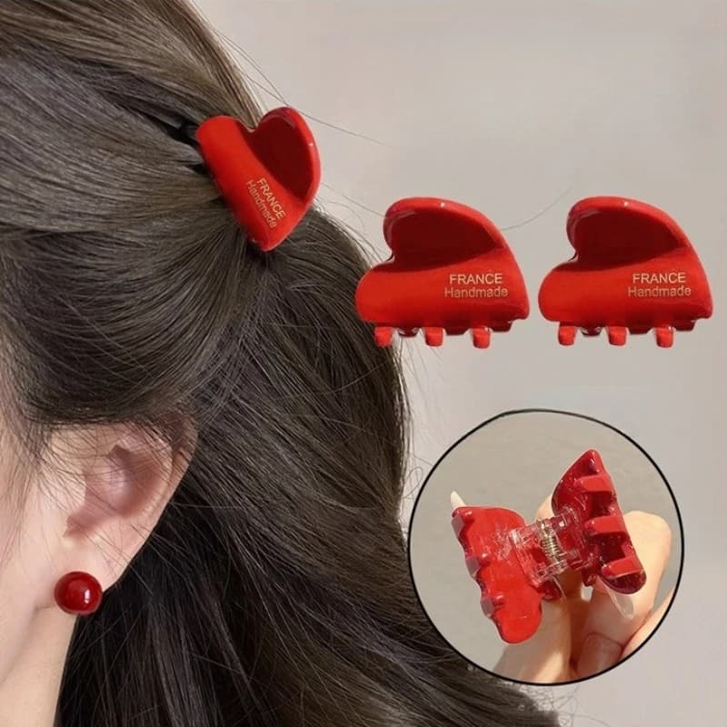 Fermagli per Capelli a Forma di Cuore Rosso da 3,2 cm in Acetato, Fermagli a Forma di Cuore Carini per Bambine, Accessori per Capelli per Bambini e Donne, Mollette e Clip