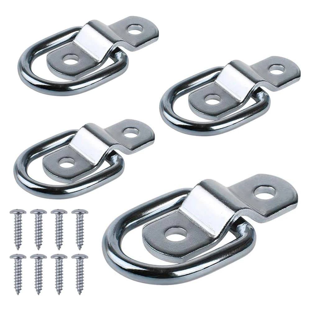 4Pcs 3/8 Trailer Anchor Rings 2400LBS Heavy Duty Anchor Lashing Ring Goods Tie Down Surface Mount D-Ring for Trailer Lorry Truck