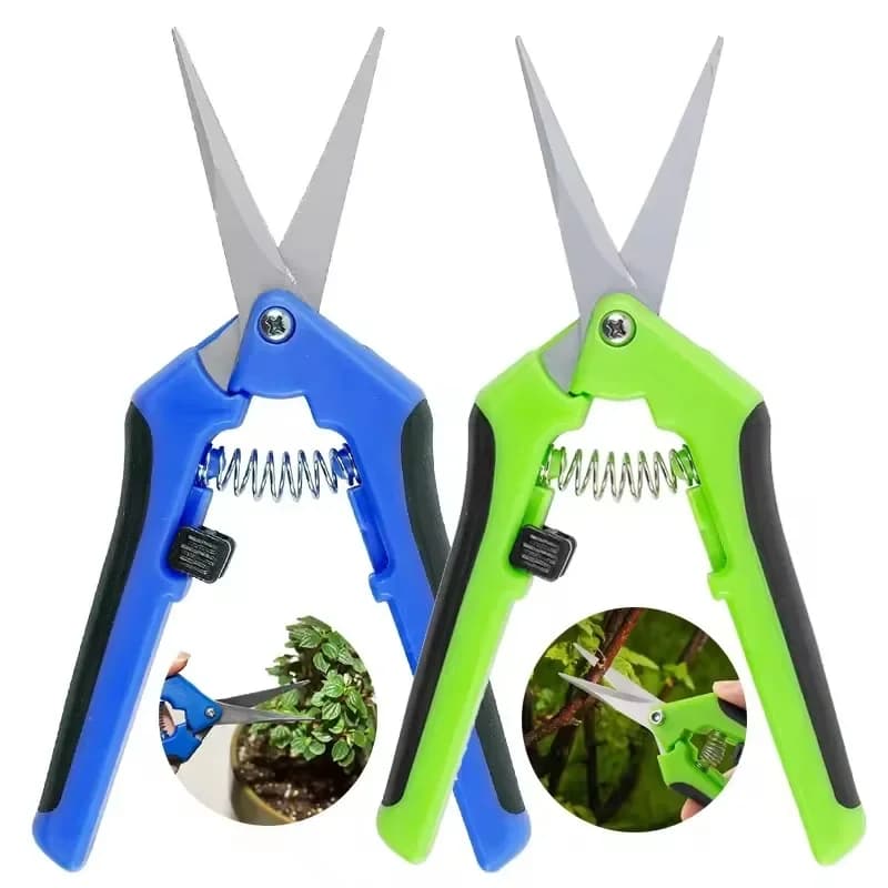 Gardening scissors with straight elbow stainless steel blades for plant trim, pruning, 6.5 inch manual pruning