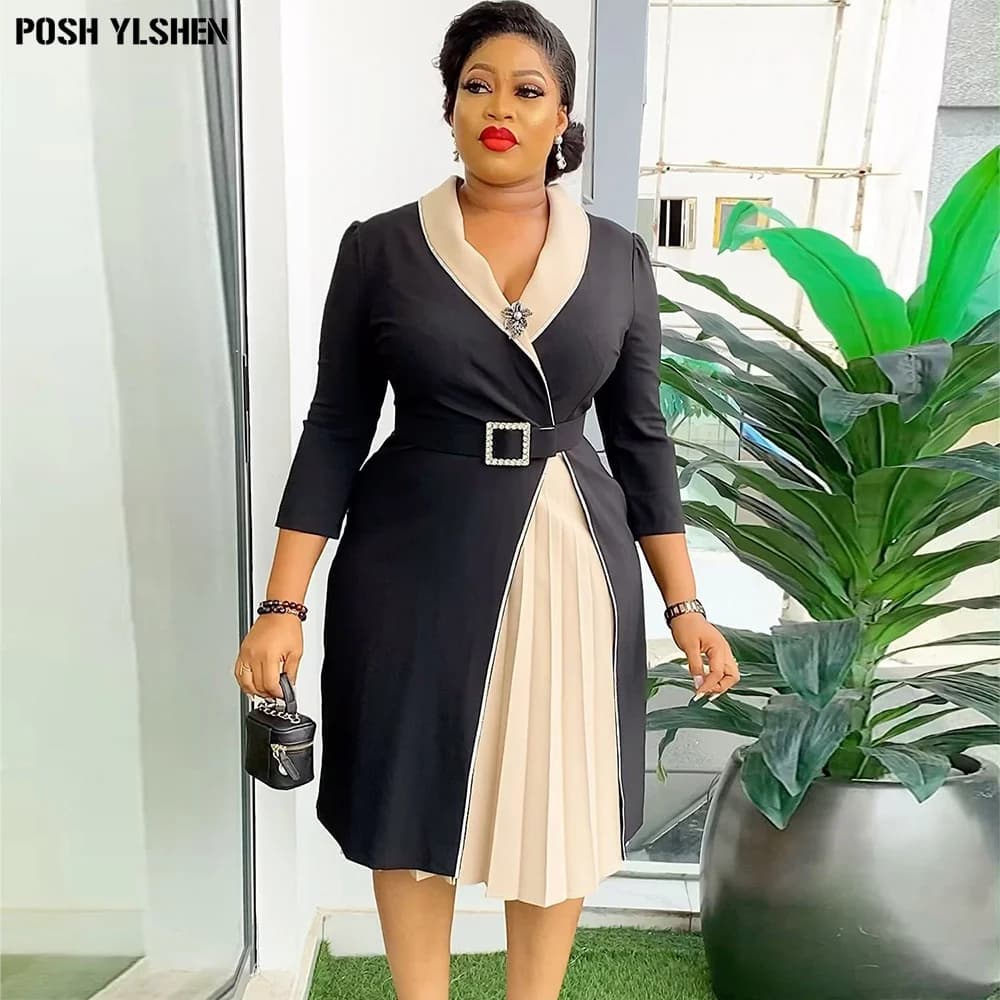 Sexy Pleated Patchwork African Dresses for Women 2026 Summer Clothes Long Dress Party Black Vestidos Elegant Robe Longue Femme