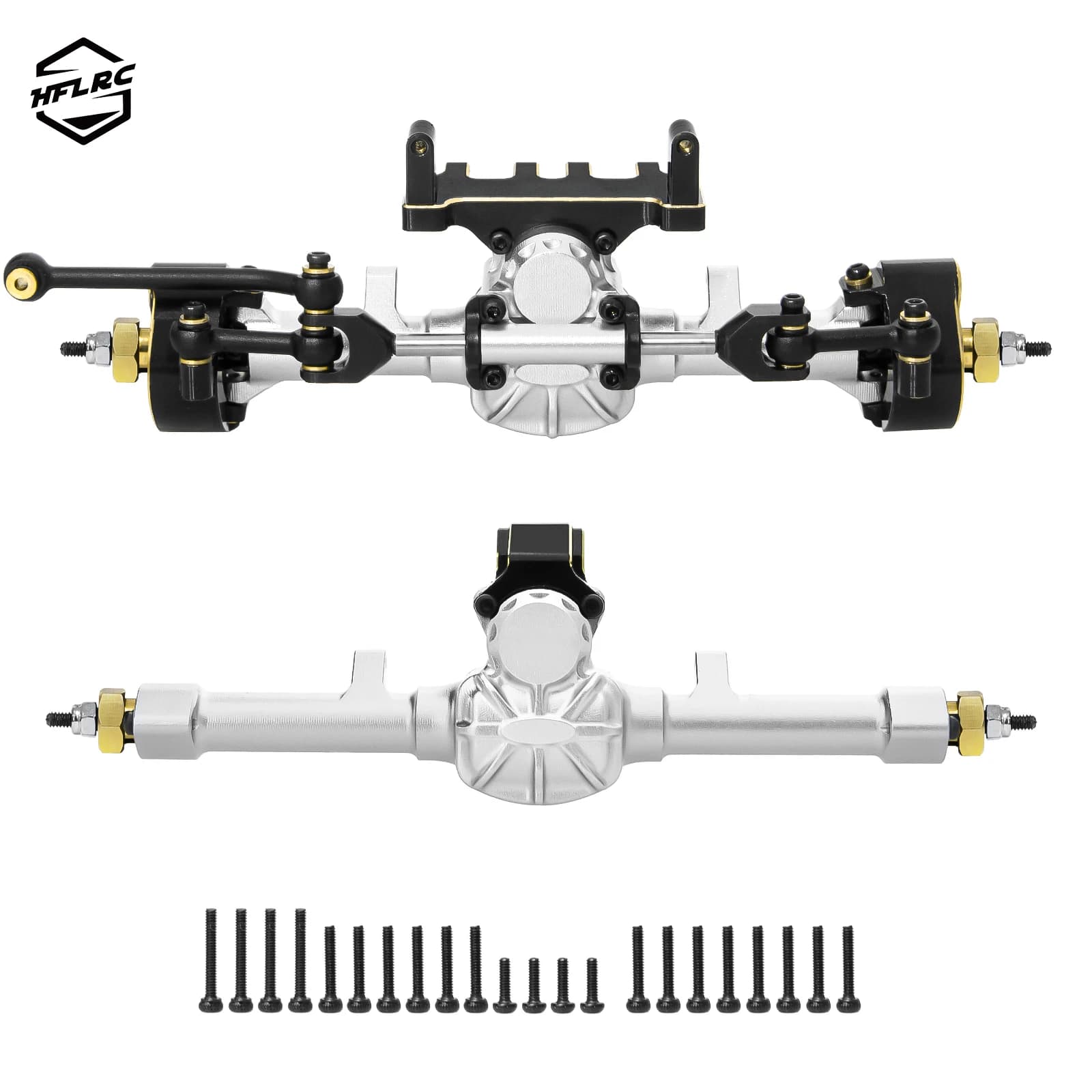 HFLRC RC Car Front Rear Axle Set Aluminum Alloy Brass 13T 16T Steel Gear for 1/24 1/18 Crawler Upgrade