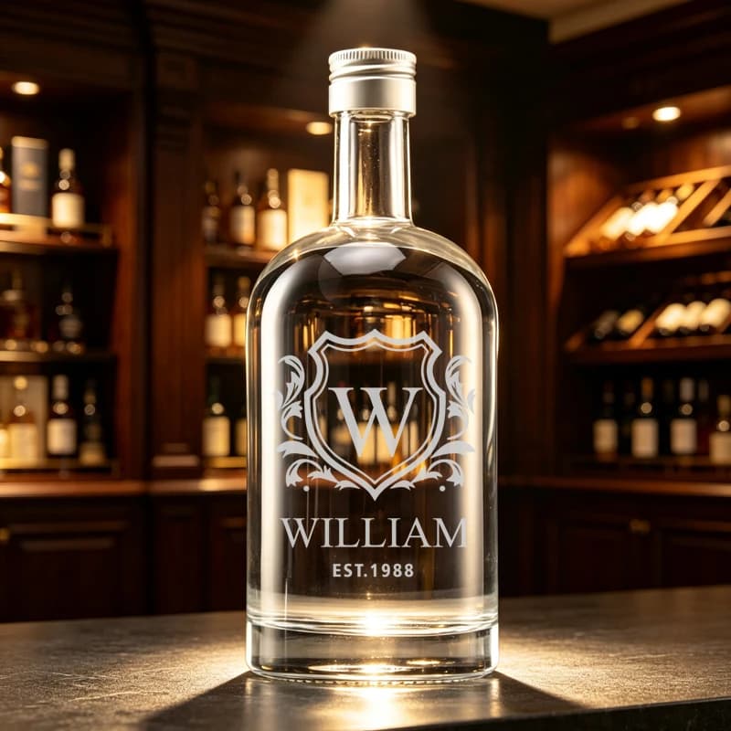 Personalized 500ml Glass Bottle Clear Glass Bottles Vodka Whisky Wine Bottle Laser Engraving to Customize Your Logo