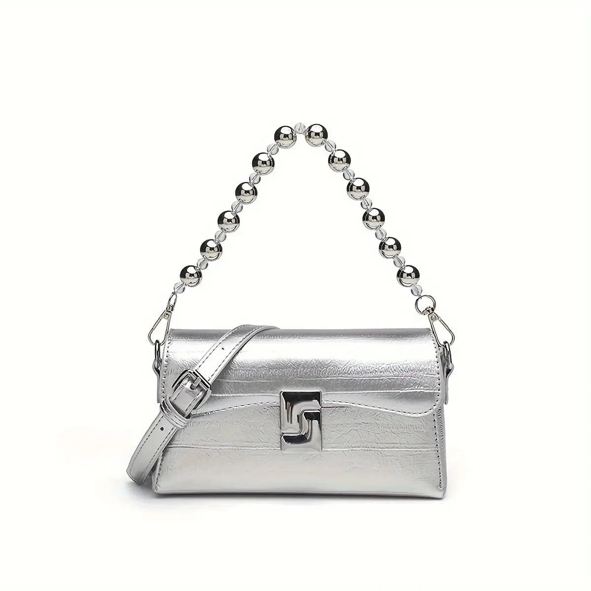 JIAERDI Borsa a catena in argento di nicchia Borsa da donna con chiusura in pelle Texture Borse a tracolla Borsa a tracolla estetica Premium Y2k moda donna