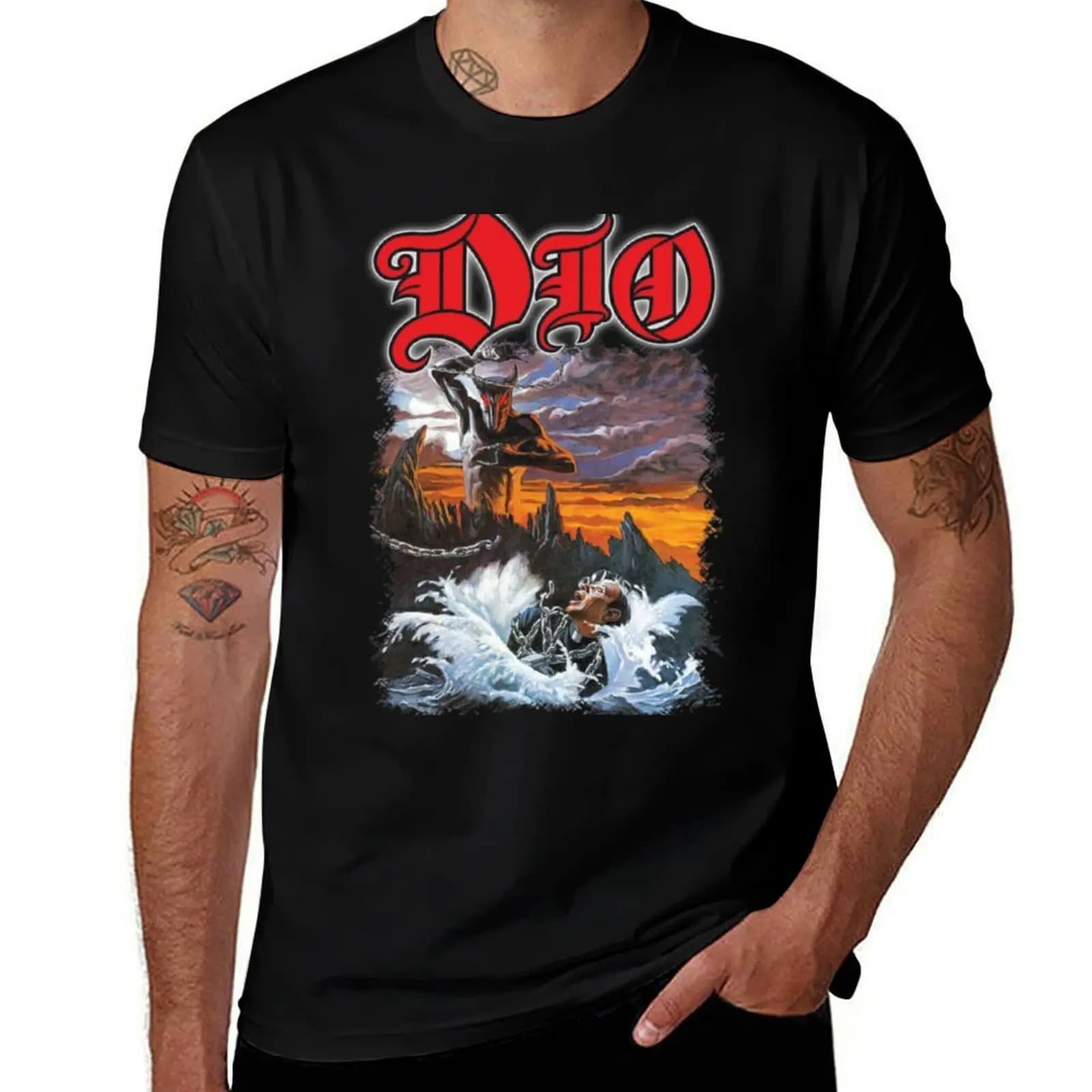 DIO BAND Stand Up And Shout T-Shirt Fashion Graphic Tee for Men T-Shirt