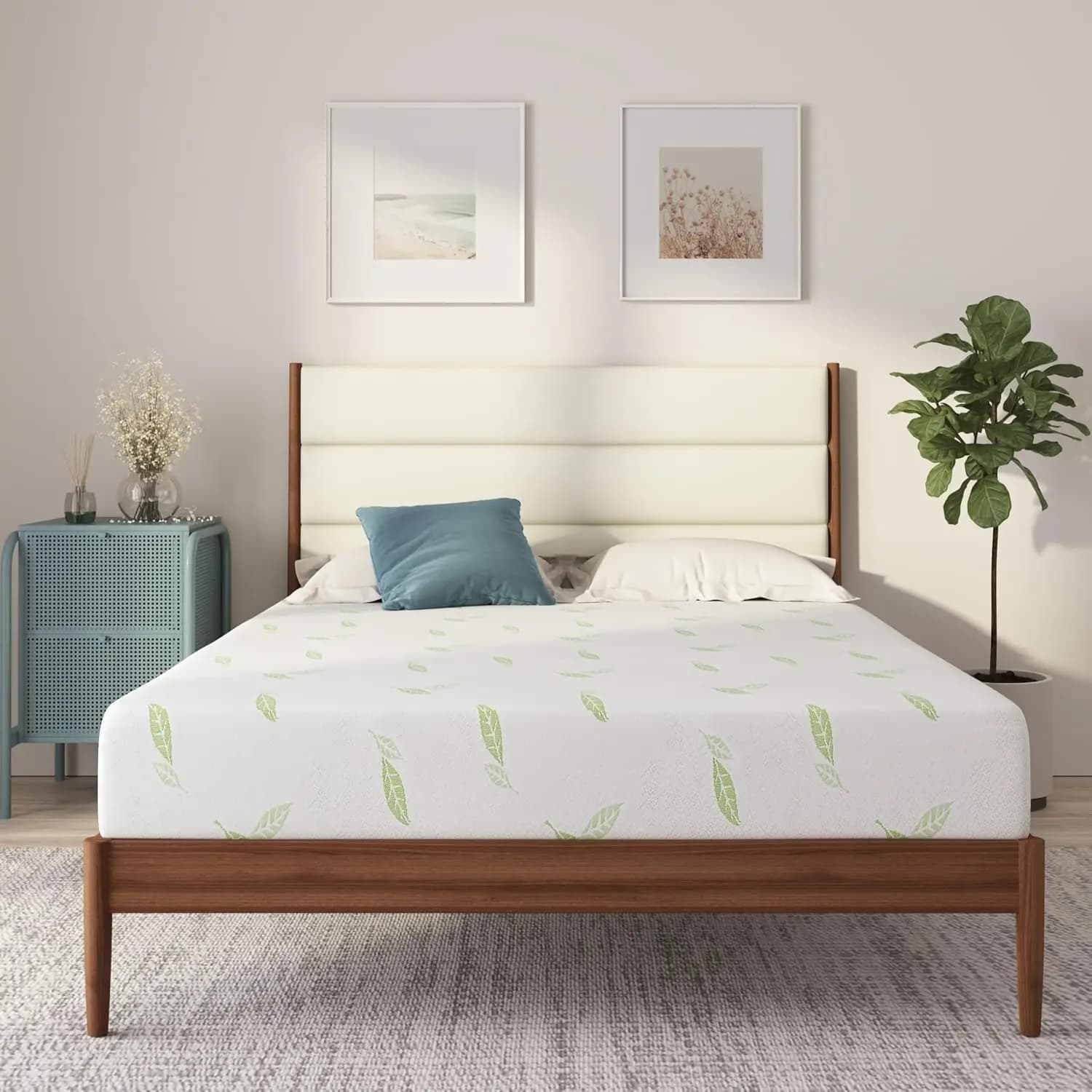 Twin Size 6 Inch Green Tea Memory Foam Mattress in a Box for Restful Sleep with Cooling Airflow