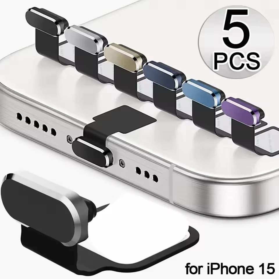 Metal Self Adhesive Type C Dust Plugs Cellphone Anti-dust Protectors for Apple IPhone 17/16/15 Pro Max/15 Plus Samsung Dustplug