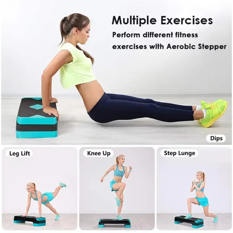 Pedana per Step Aerobico Personalizzabile e Smontabile, Antiscivolo, Bicolore, con Piattaforme Fitness Regolabili in Altezza e Piastre Ponderate