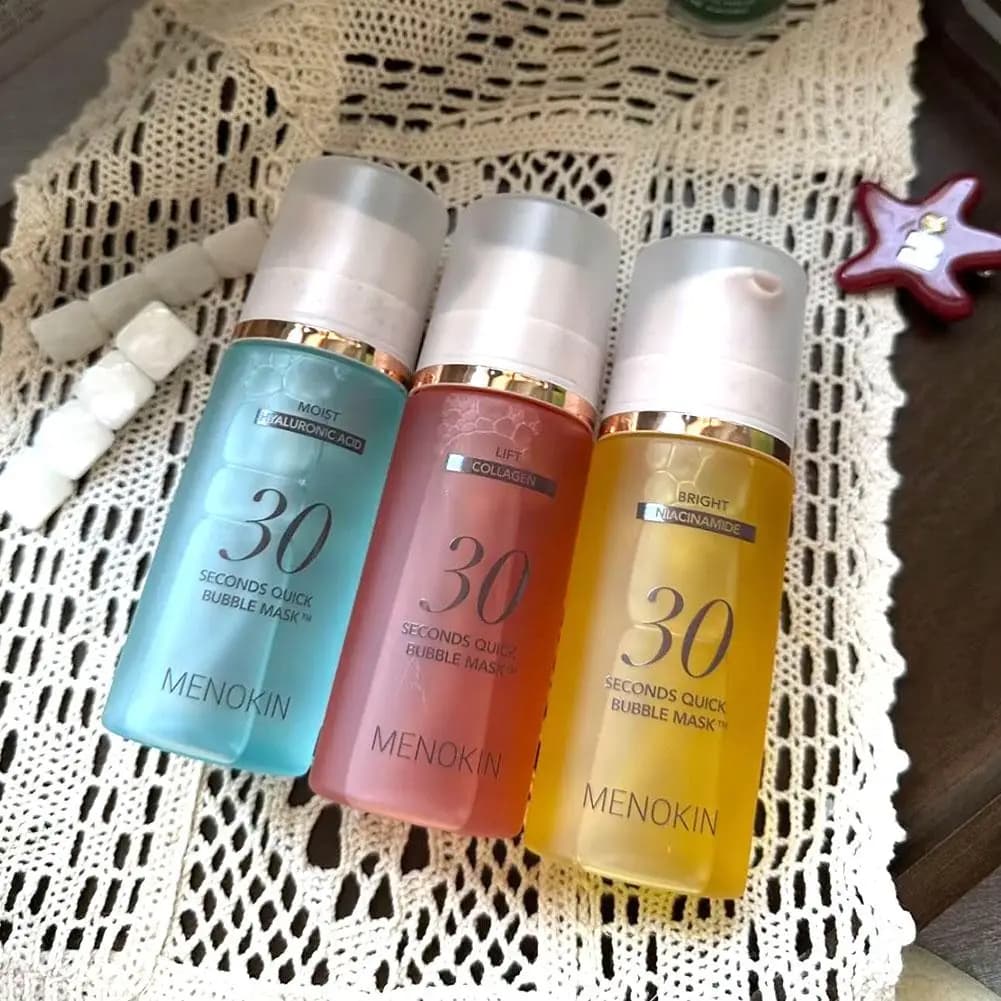 MENOKIN 30‑Seconds Quick‑Bubble‑Mask Hyaluronic Acid Mask Moisturizes & Soothes Skin Collagen Tightening Niacinamide Brightening