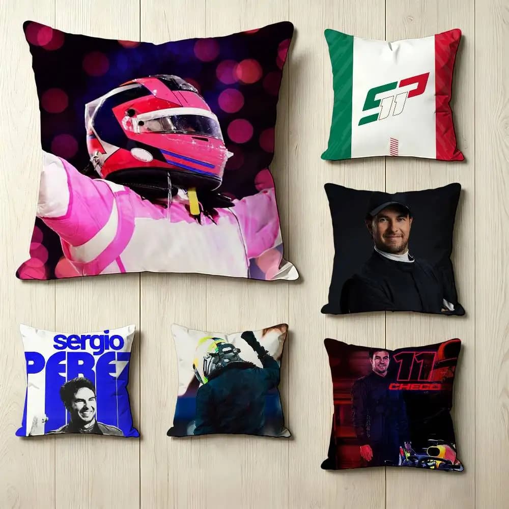 Racing driver C-Checo 11 S-Sergio P-Perez Square Double-Sided printed Pillow Case Bedroom Bedside Pillow Sofa Cushion Cover