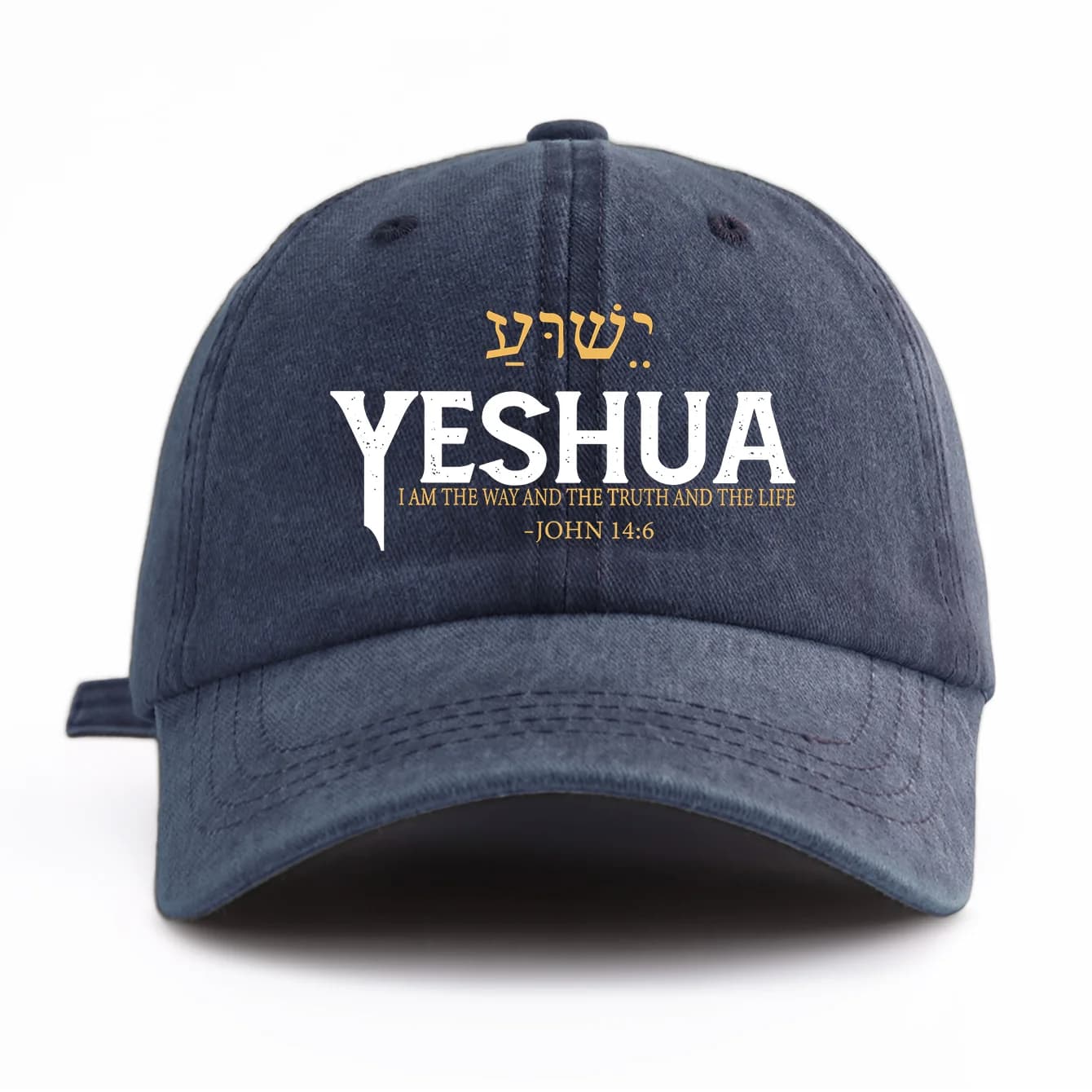 1pc YESHUA Print Washed Baseball Cap for Adults,Minimalist Retro Style Casual Soft Adjustable Dad Hat, Perfect As Gift