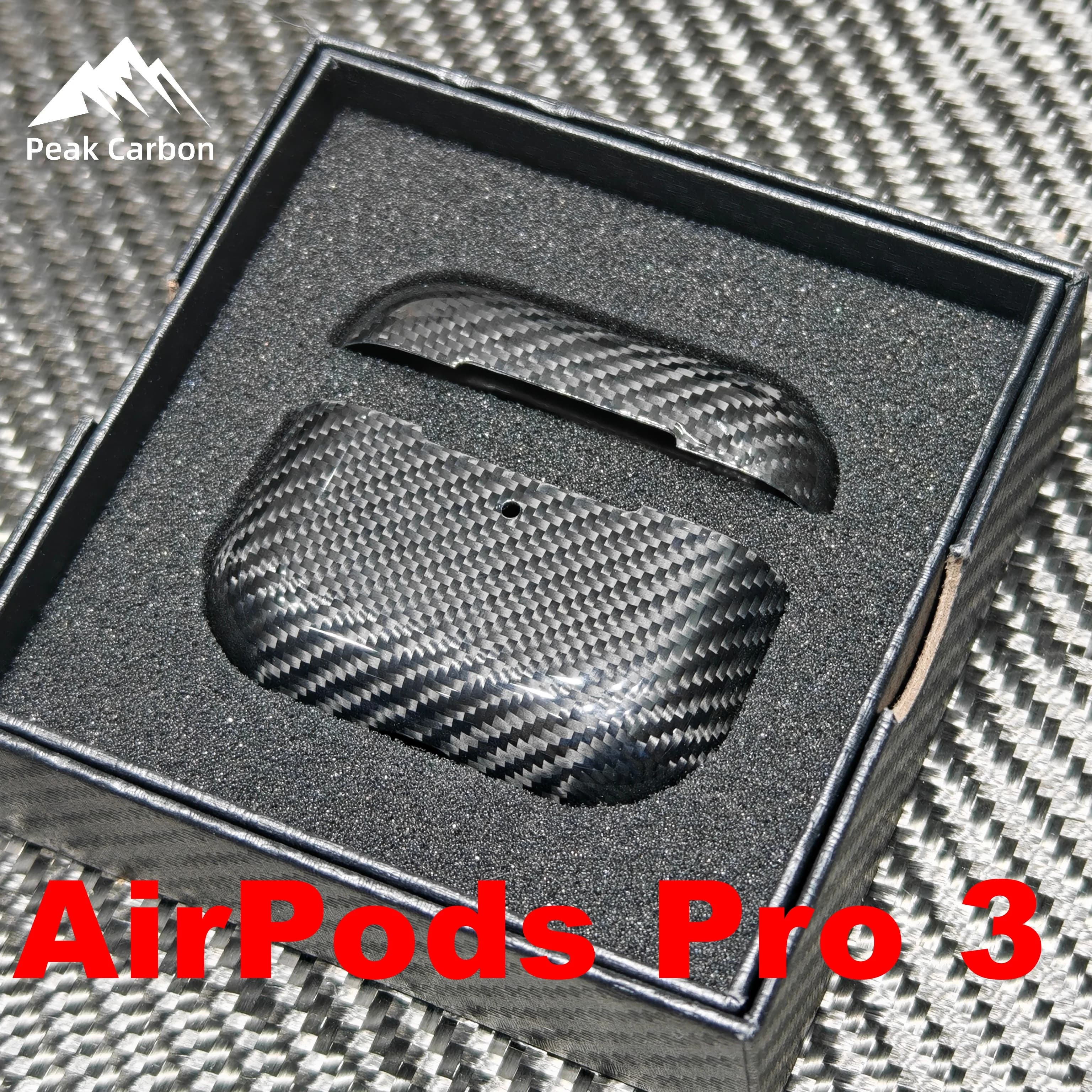 Custodia in vera fibra di carbonio nera intrecciata lucida 3K per Apple AirPods Pro 3 2 1 / Airpods 3 4 Gen Custodia protettiva ultraleggera