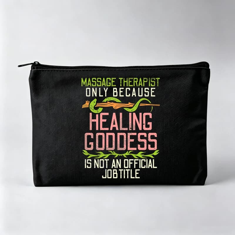 Women's Slogan Style Graphic Makeup Bag with Herbal Inspired Design, Zipper Cosmetic Pouch for Daily Use