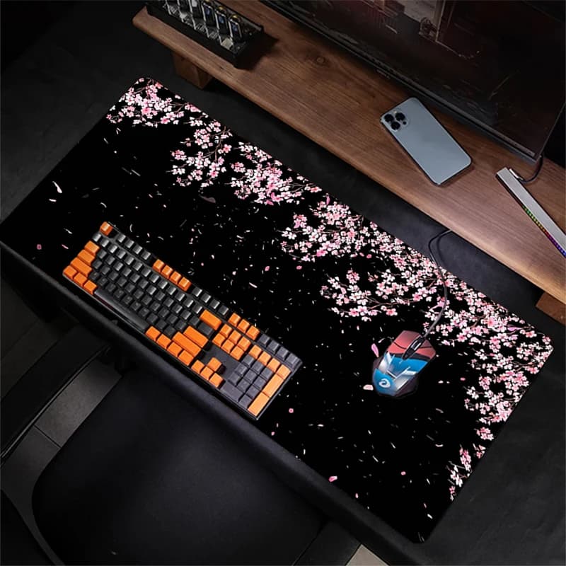 Tappetino per mouse da gaming Cherry Blossom con base antiscivolo, bordo rinforzato e superficie liscia, tappetino da scrivania per PC, laptop e tastiera.