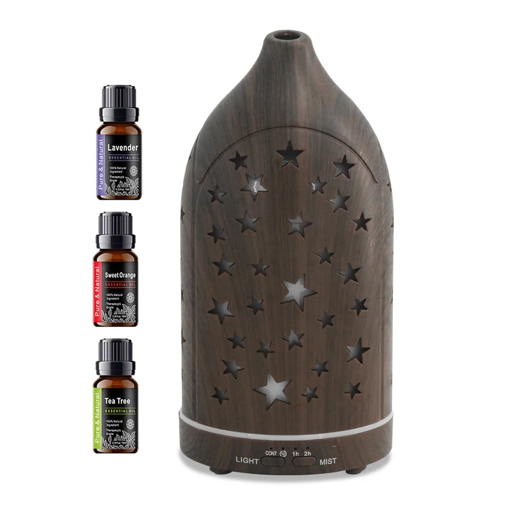 Diffusore Star Hollow con luci LED a 7 colori, ultra silenzioso, spegnimento automatico per casa e ufficio