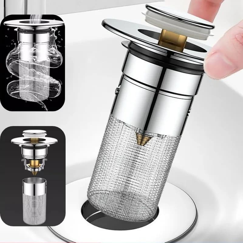 Filtro di scarico a pavimento in acciaio inossidabile Tappo per lavabo Antiodore Pop-Up Bounce Core Tappo per lavabo Catcher Capelli Doccia Lavello Filtro