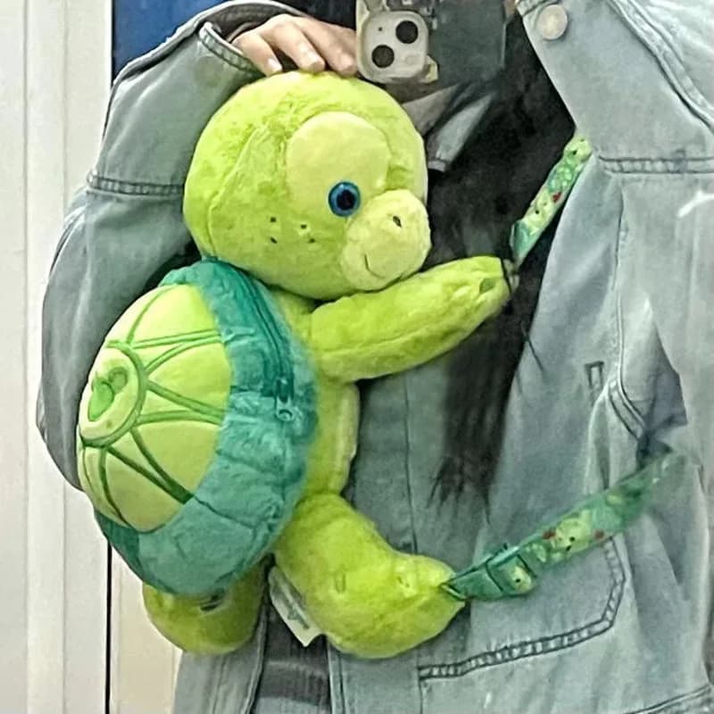 Zaino Peluche Piccola Tartaruga Borsa per Bambole per Bambini Zaino Piccola Tartaruga Carina Zaino per Scuola Anime Kawaii Cartone Animato