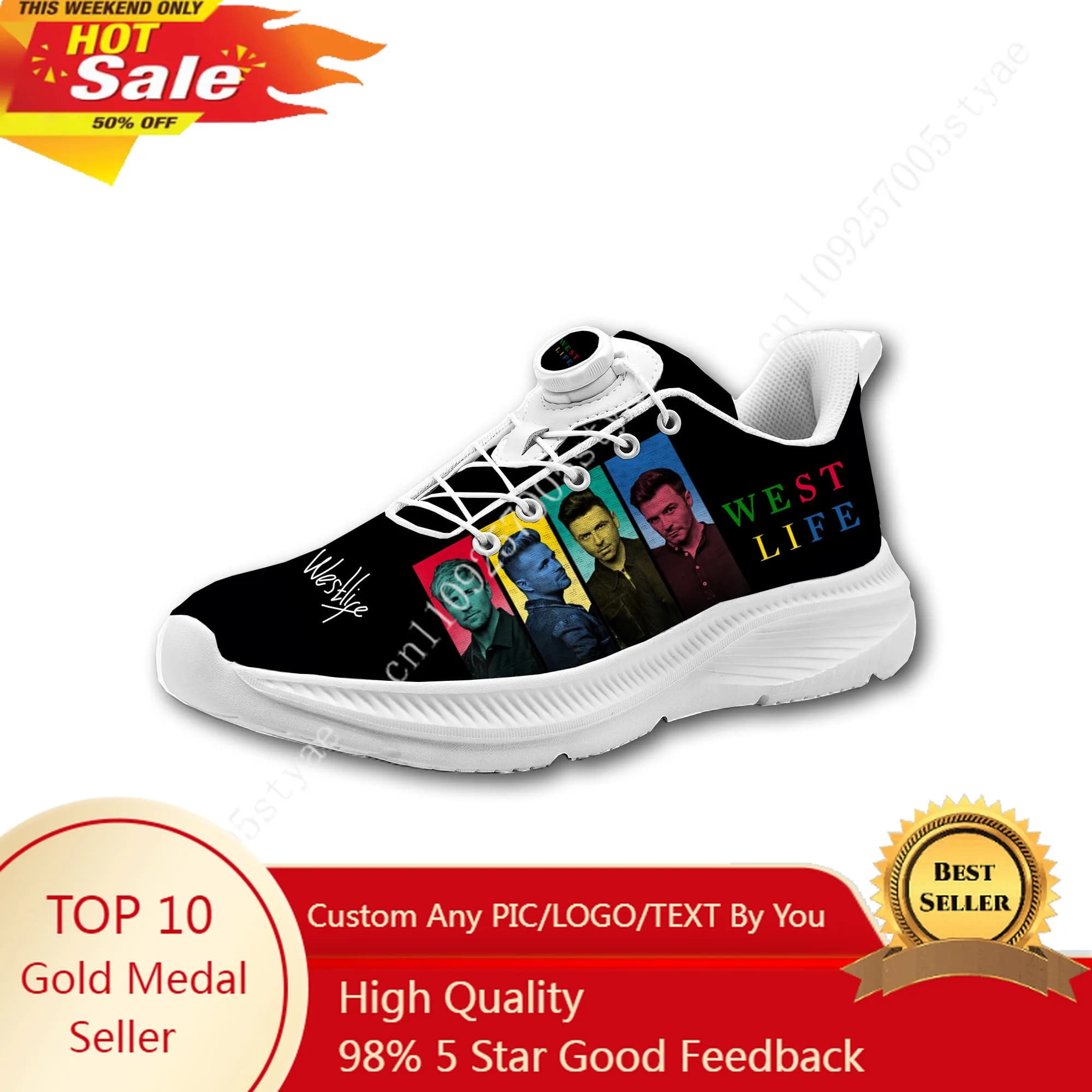 Westlife Rock Band Scarpe da trekking casual da uomo e da donna, scarpe sportive con bottoni rotanti senza lacci, sneaker personalizzate leggere