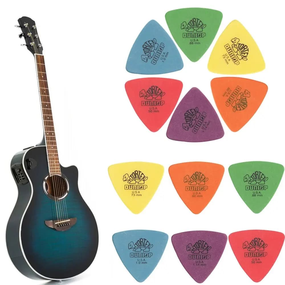 10 pz Delrin Dunlop Plettri per Chitarra 0.5/0.6/0.73/0.88/1.0/1.14 MILLIMETRI Anti-scivolo Stile Triangolo Plettri Parti di Chitarra Chitarra Suonare