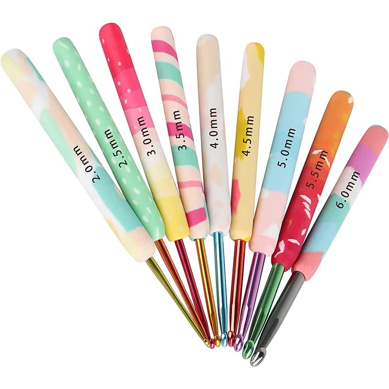 9 pz 2.5-6mm uncinetto Set per le donne ragazze mamma adolescenti simpatici aghi all'uncinetto per uncinetto arte alluminio impugnatura morbida confortevole