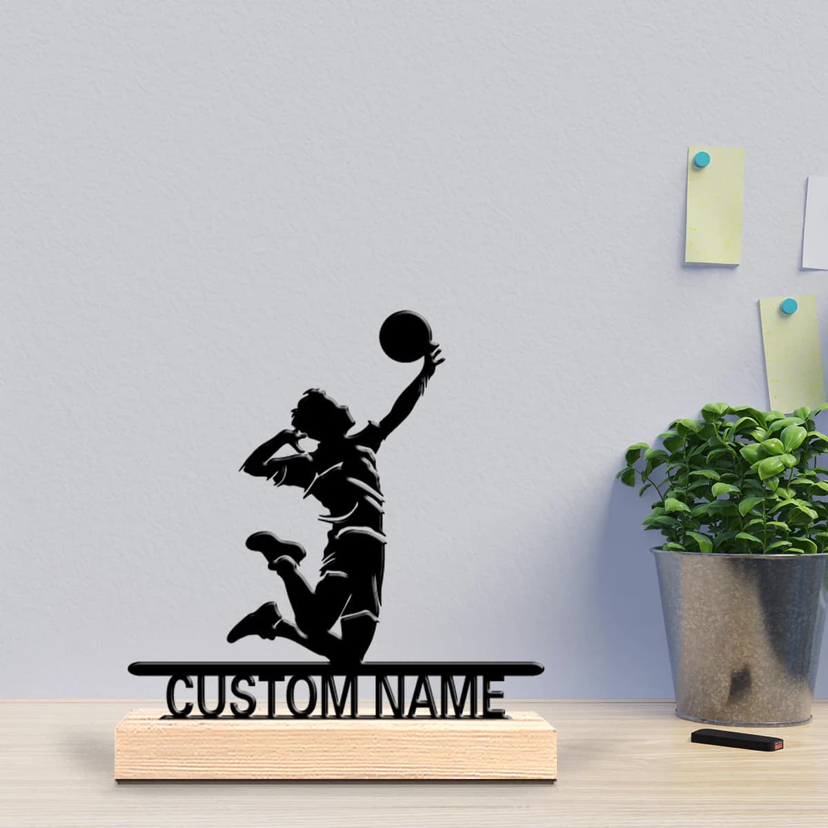 1pc romantic custom volleyball star metal statues gift for sports enthusiasts with wooden base, perfect for bedrooms, Co