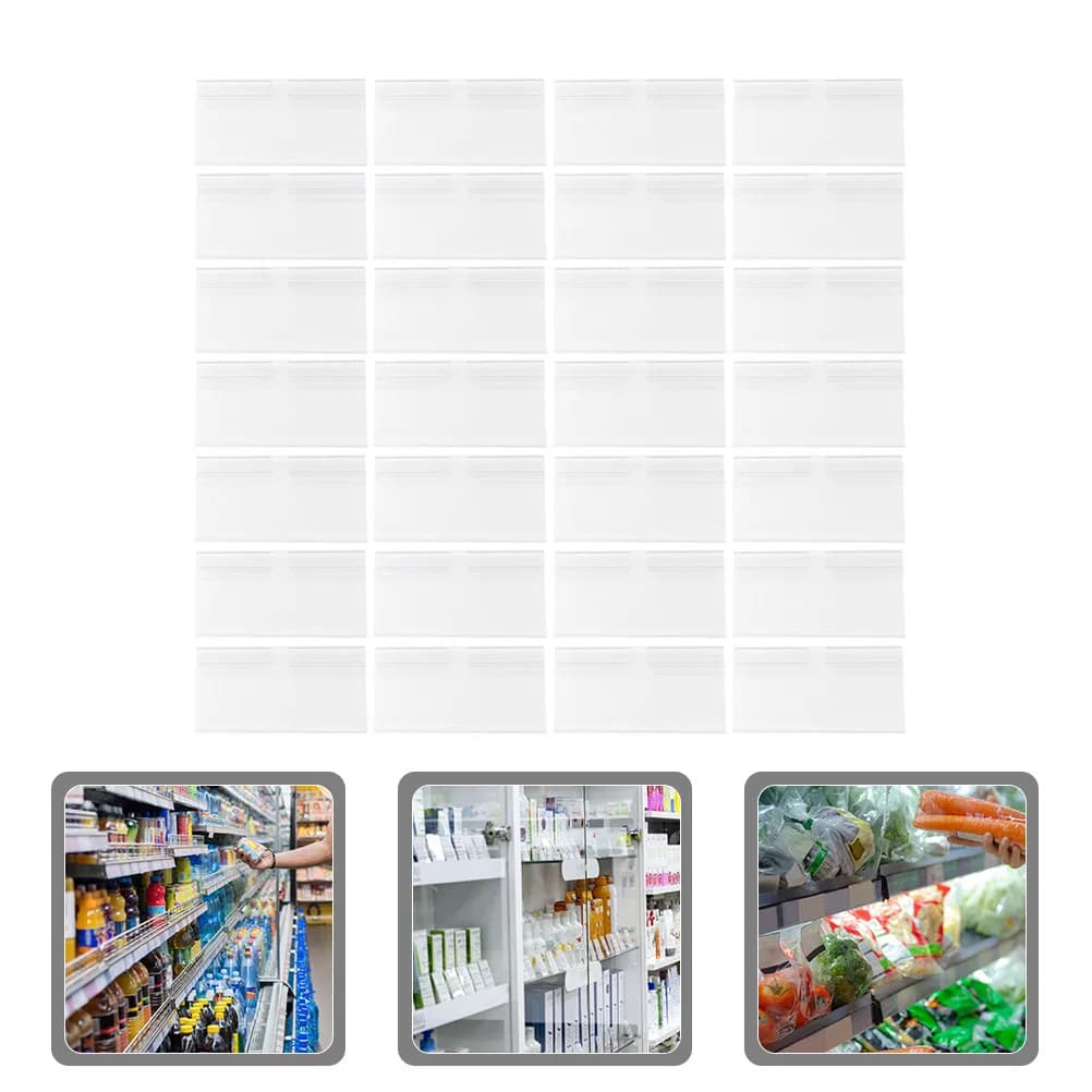 50 Pezzi Portaetichette Trasparenti in PVC per Supermercati, Negozi di Alimentari, Cartelli Prezzi, Espositori per Merci