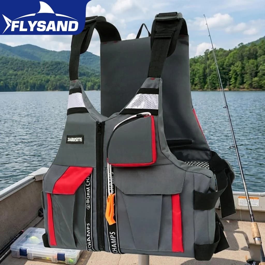 Gilet da Pesca per Esterni con Giubbotto di Salvataggio ad Alta Galleggiabilità per Pesca, Nautica, Sport Acquatici, Cinghie di Sicurezza Regolabili Uomo Donna