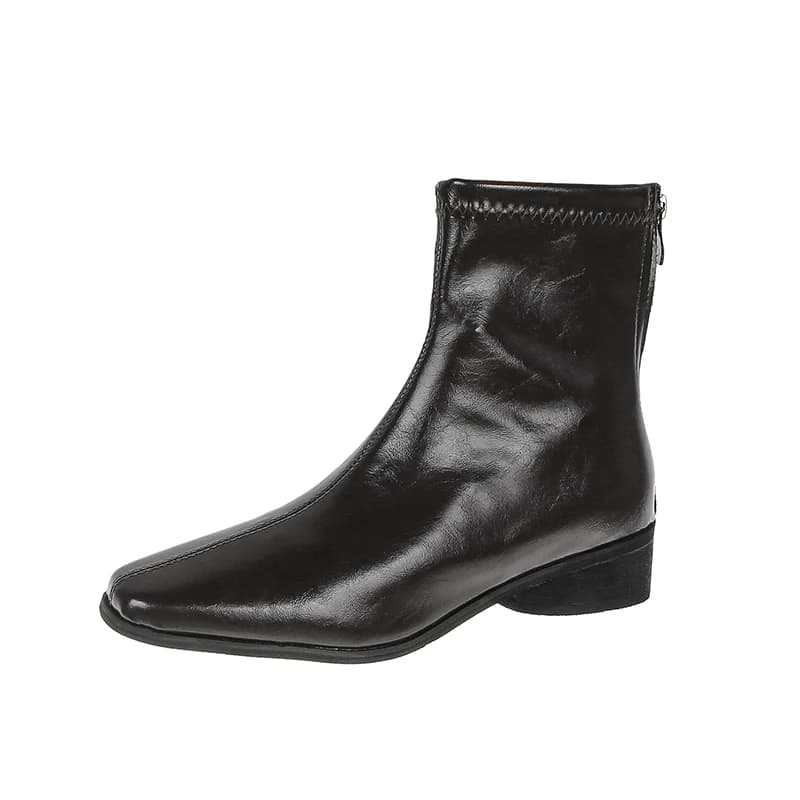 New Pointed Toe Modern Women Ankle Boots Female Zippers Shoes Fashion Stretch Short Boots with Heels Shoes for Ladies Pumps 40