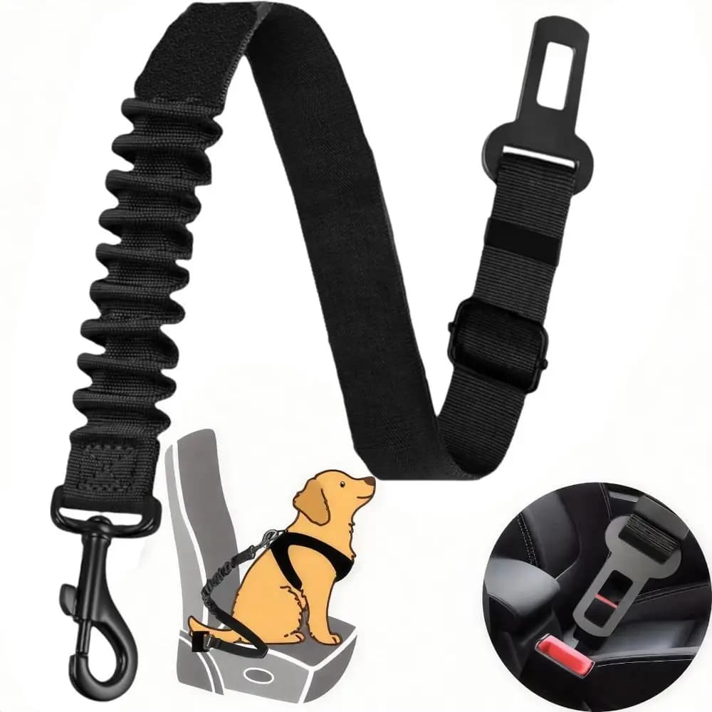 Cintura di Sicurezza Regolabile per Cani, Elastica e Rinforzata, Testata Contro gli Urti, con Chiusure Sicure per Veicoli
