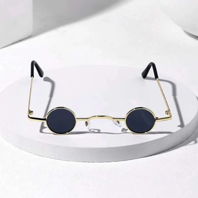 Occhiali da Sole Vintage Rock Punk da Uomo, Classici Occhiali da Sole Piccoli Rotondi da Donna, Montatura in Metallo con Ponte Largo, Lenti Nere, Occhiali da Guida