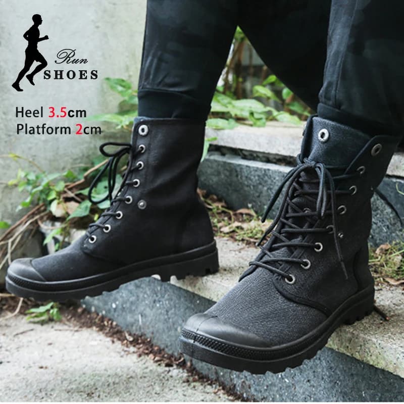 Men's high sports shoes in canvas Wear resistant non-slip sole Outdoor trekking sneakers Camping shoes casual men's shoes