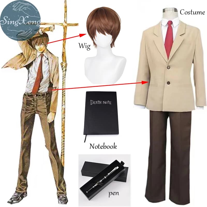 Anime DEATH NOTE Costume Cosplay Donna Yagami Uniforme scolastica leggera Cappotto Pantaloni Abito Halloween