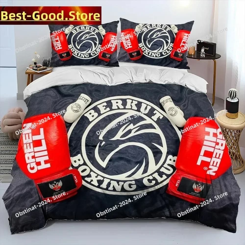 Guantoni da boxe Set biancheria da letto Boxer Fight Set letto stampato con federa Copripiumino morbido singolo matrimoniale Queen Super King Size
