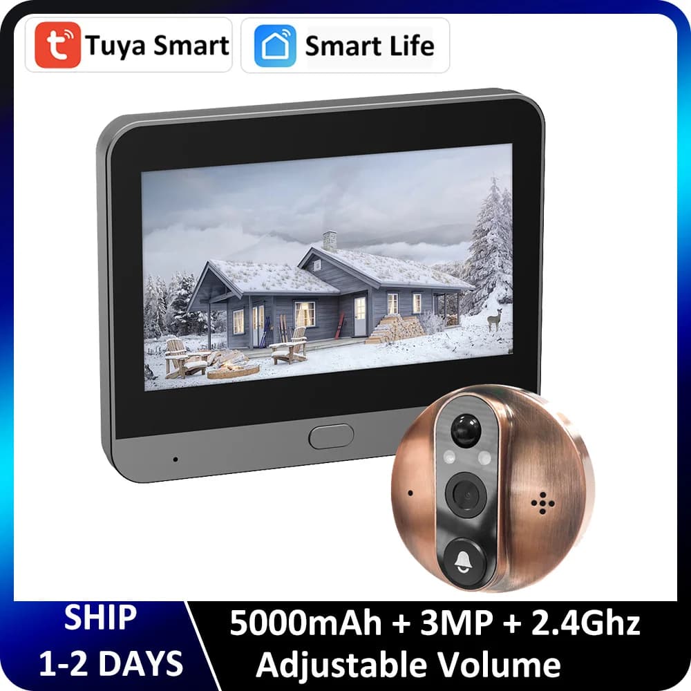 Alexa Google 3MP Tuya Smart WiFi campanello per porte Eye spioncino batteria PIR Motion Detect visione notturna visualizzatore digitale telecamera per campanello
