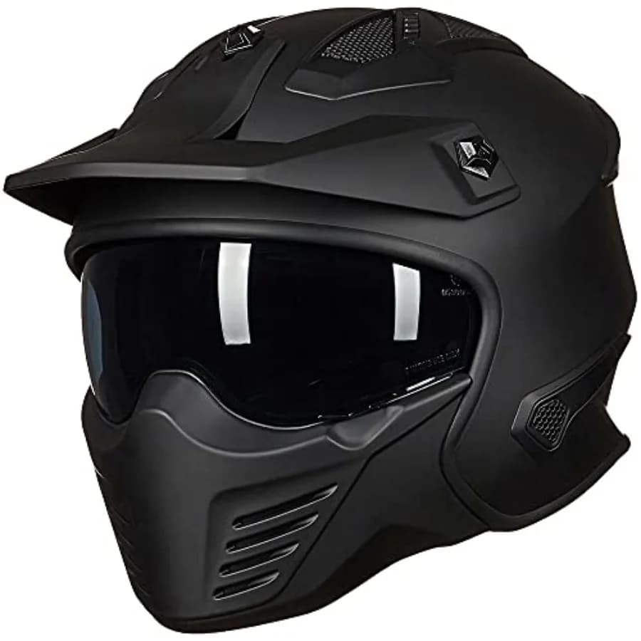 Open Face Motorcycle 3/4 Half Helmet for Dirt Bike Moped ATV UTV Motocross Electric Cruiser Scooter DOT Model 726X Matte Black