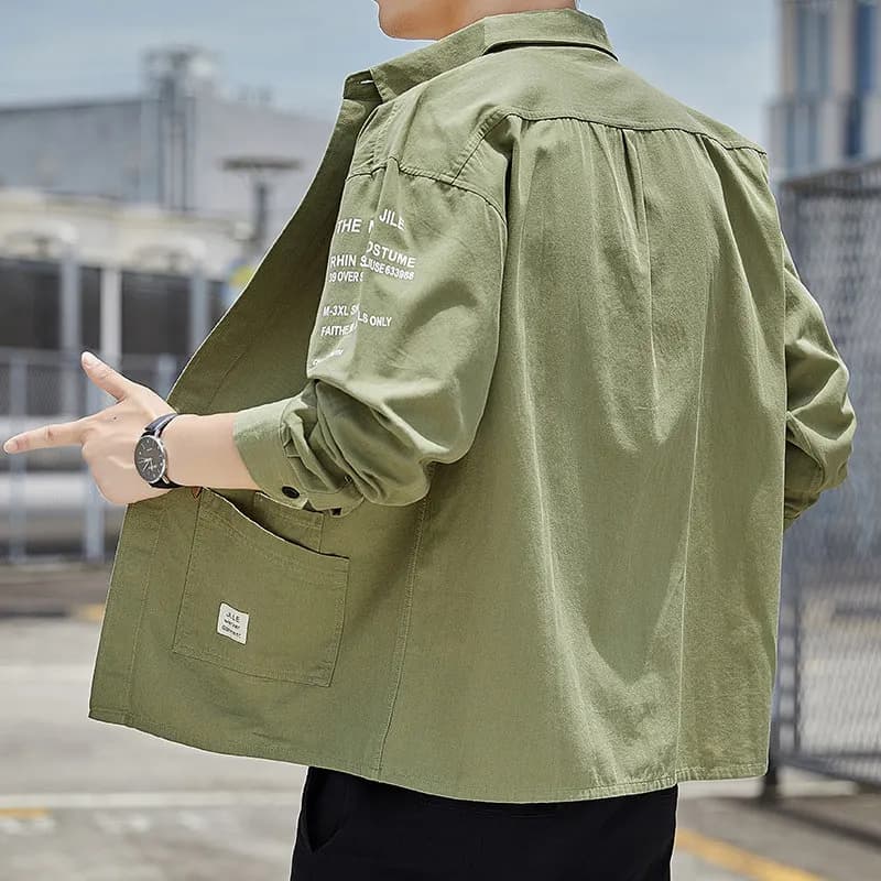 Men's Casual Summer Work Shirt Jacket Lightweight Wear Resistant Sun Protection Construction Site Apparel Long Sleeve Loose Fit