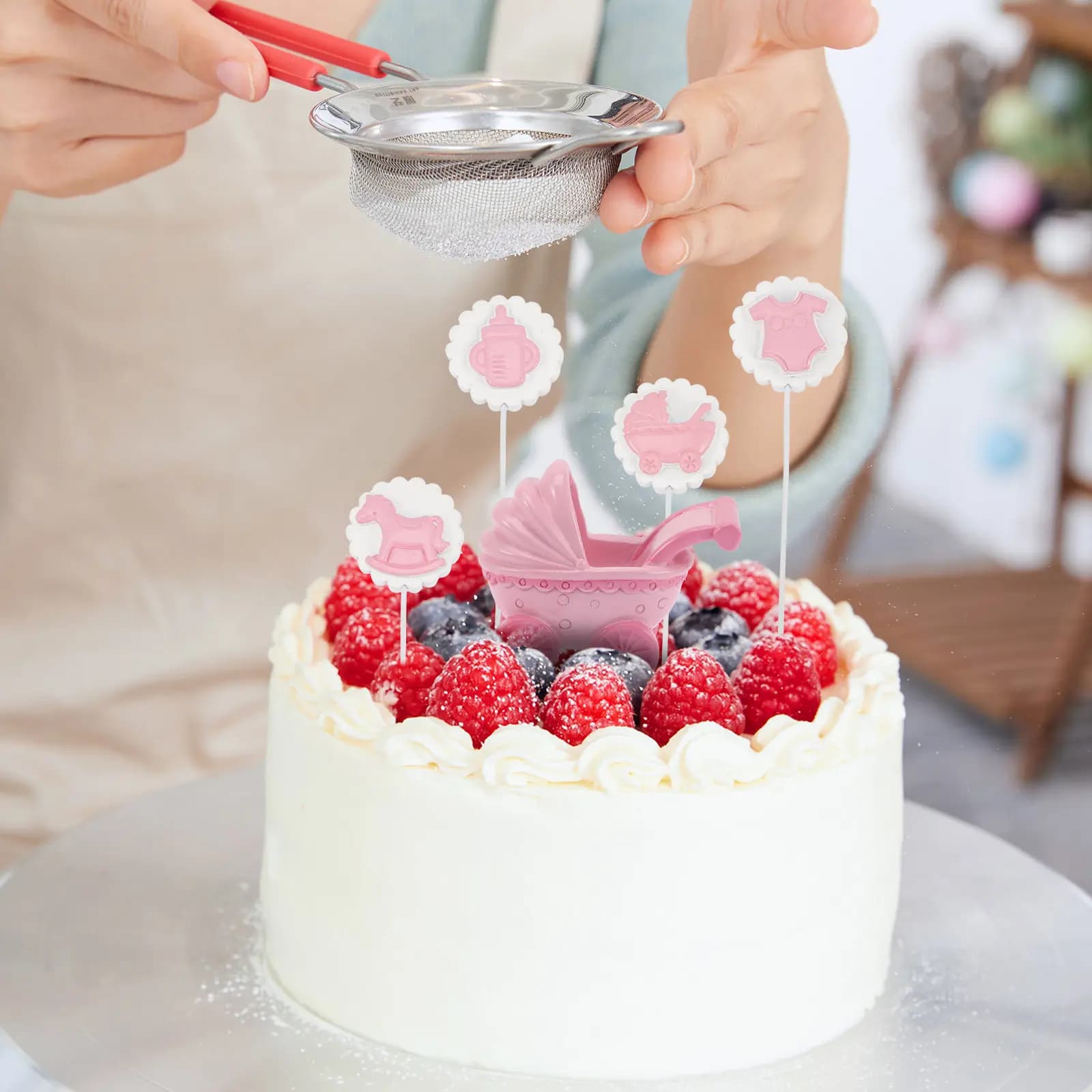 5 pezzi di decorazioni per passeggino, accessori per feste, in resina, per decorazioni di compleanno, decorazioni per torte e bottiglie